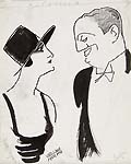 MARIO VELLANI MARCHI, Caricatural Portraits of the Actors Vera Vergani and Ruggero Lupi, pen and black chalk